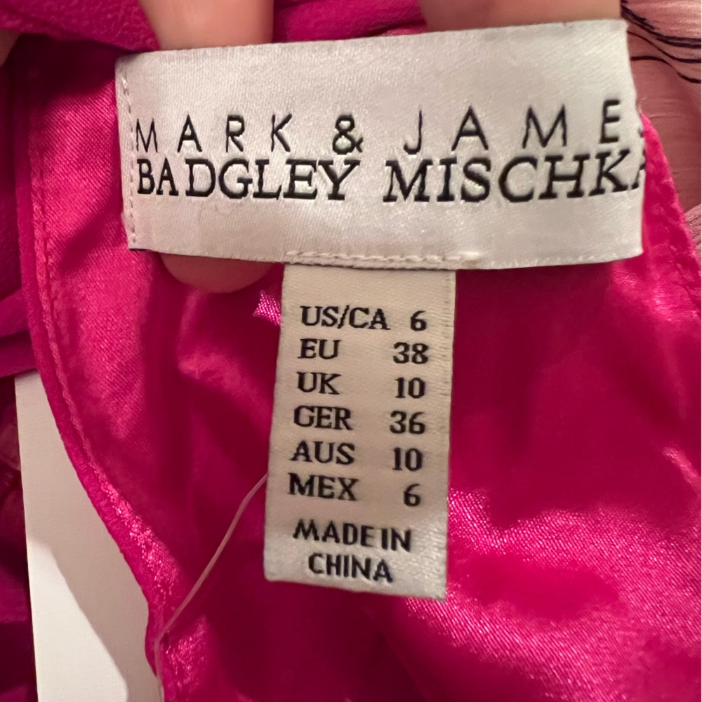 Badgley Mischka Fuchsia High-Low Halter Dress - Picture 5 of 5